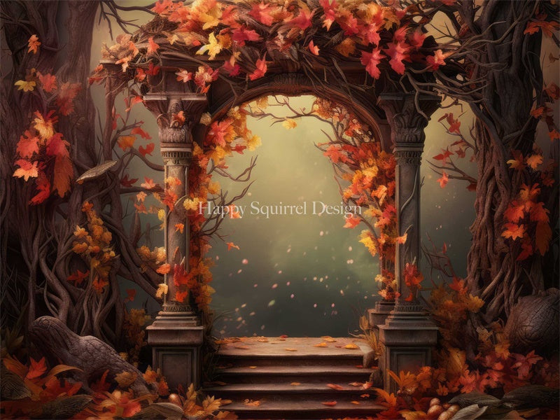 Kate Autumn Pillar Arch Backdrop Designed by Happy Squirrel Design