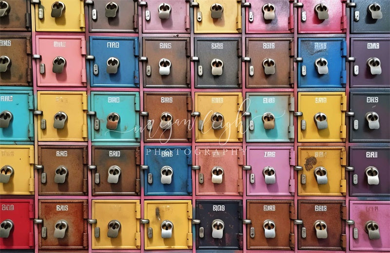 Kate Rainbow Lockers Backdrop Designed by Megan Leigh Photography