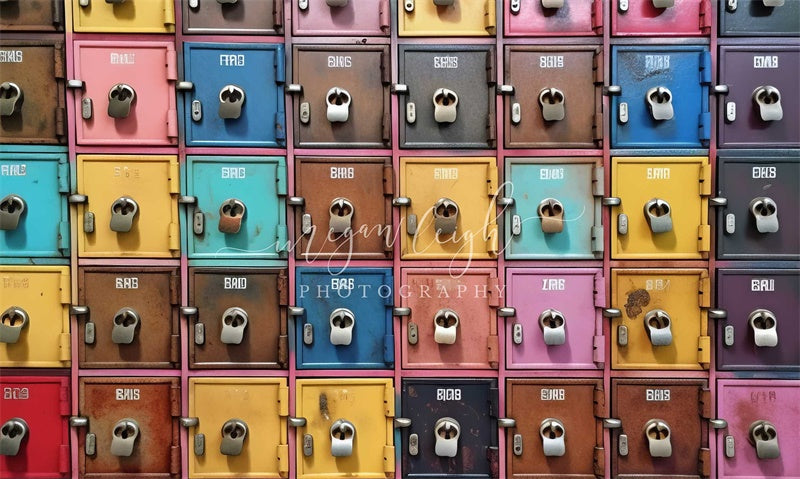 Kate Rainbow Lockers Backdrop Designed by Megan Leigh Photography - Kate Backdrop AU