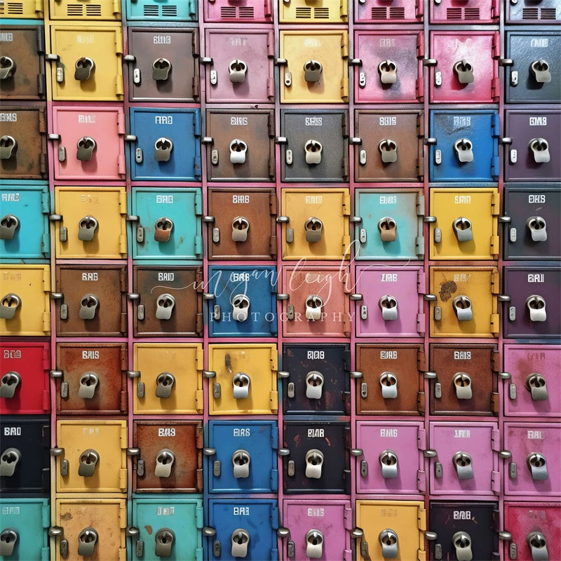 Kate Rainbow Lockers Backdrop Designed by Megan Leigh Photography - Kate Backdrop AU
