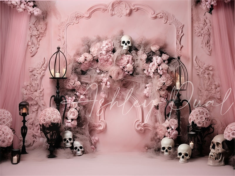 Kate Pink Day of the Dead Backdrop Designed by Ashley Paul - Kate Backdrop AU