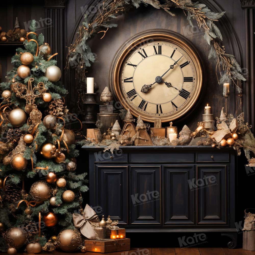 Kate Victorian Christmas Clock Backdrop for Photography - Kate Backdrop AU