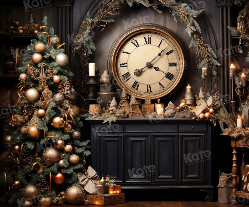 Kate Victorian Christmas Clock Backdrop for Photography - Kate Backdrop AU
