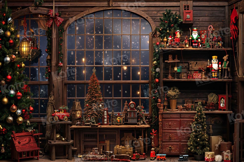 Kate Christmas Snow Window Backdrop for Photography - Kate Backdrop AU