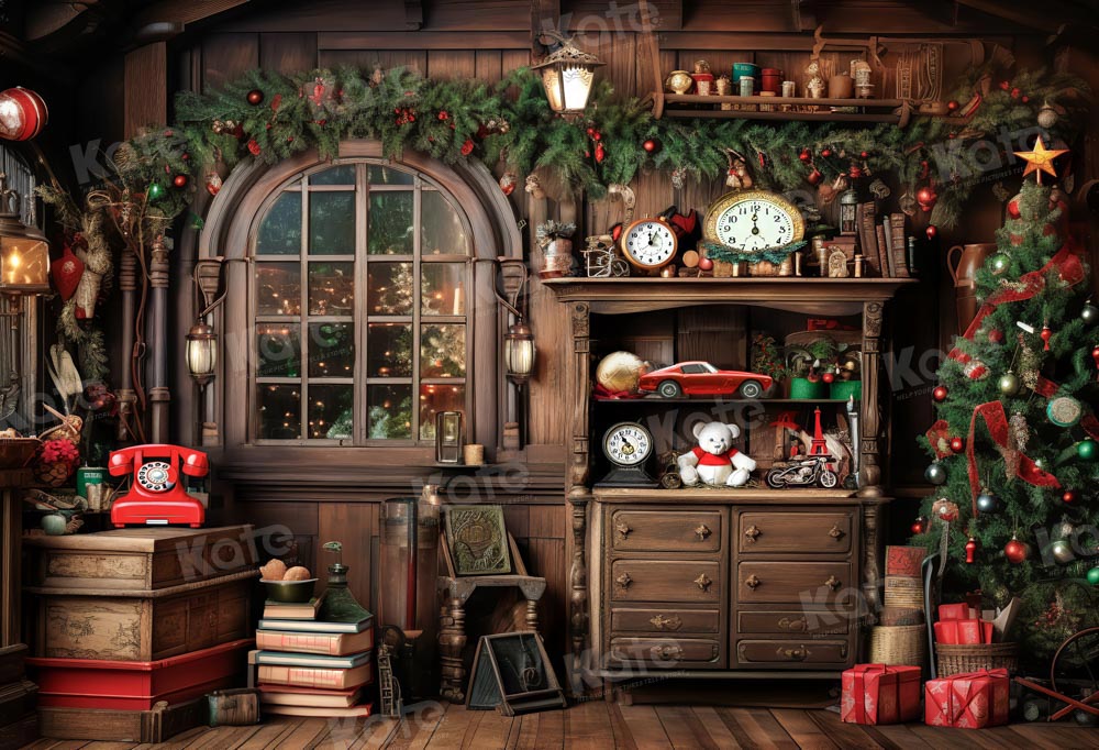 Kate Retro Christmas Indoor Clock Backdrop Designed by Chain Photography - Kate Backdrop AU