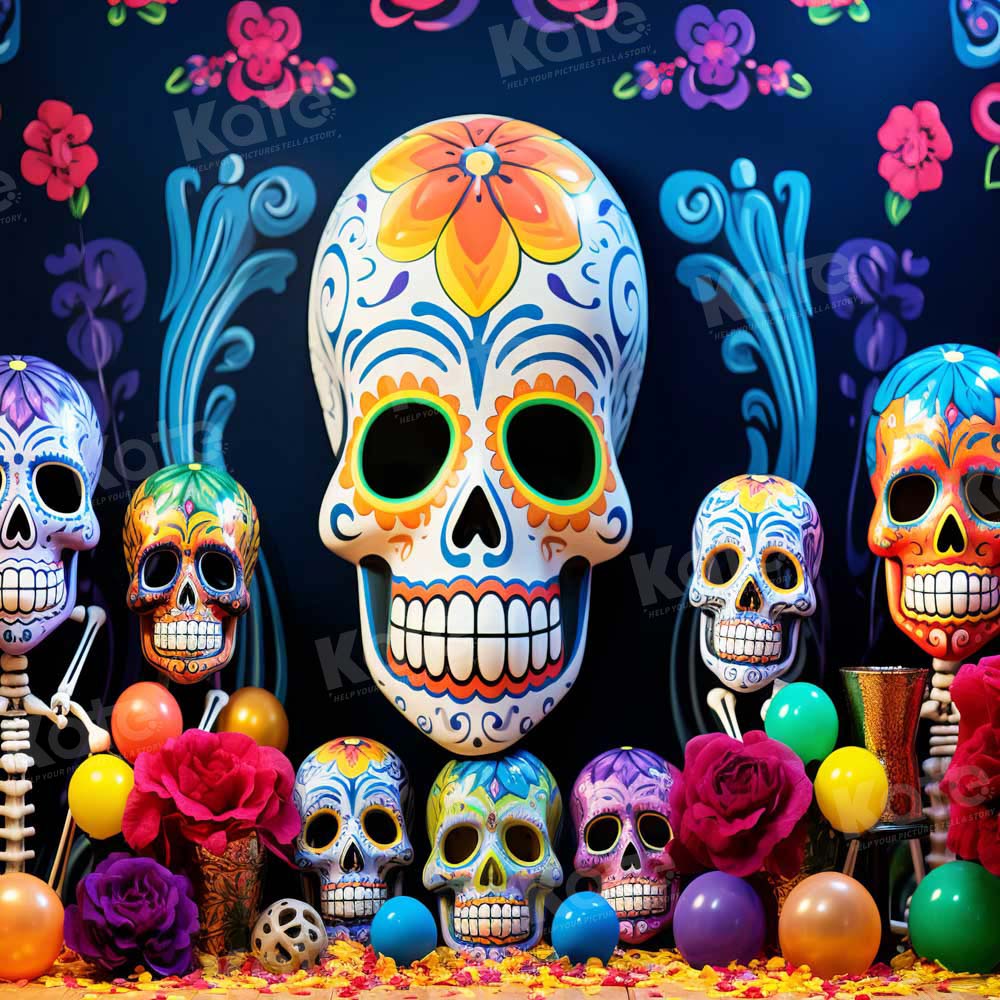 Kate Colored Skull Art Backdrop for Photography