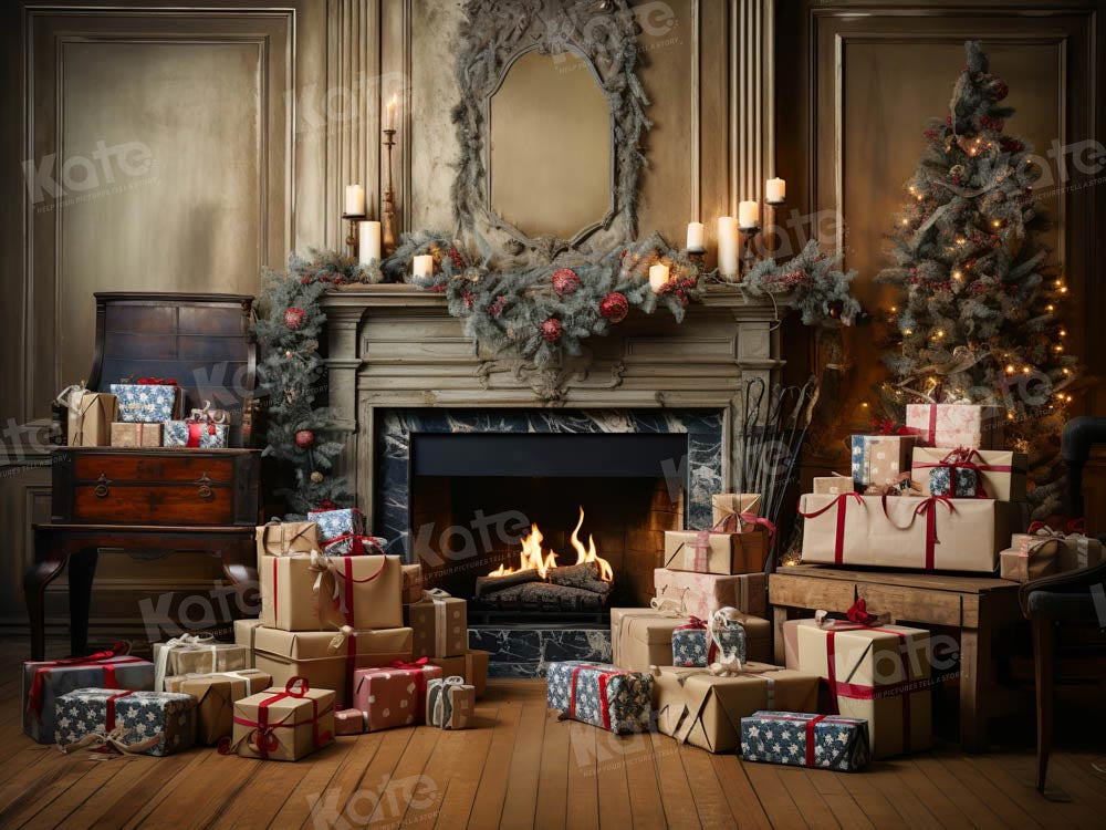 Kate Christmas Fireplace Gift Backdrop Designed by Emetselch