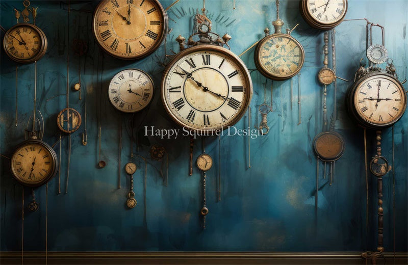 Kate Grunge Clocks Backdrop Designed by Happy Squirrel Design - Kate Backdrop AU