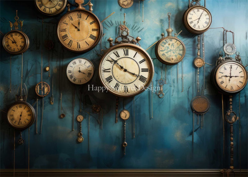 Kate Grunge Clocks Backdrop Designed by Happy Squirrel Design - Kate Backdrop AU