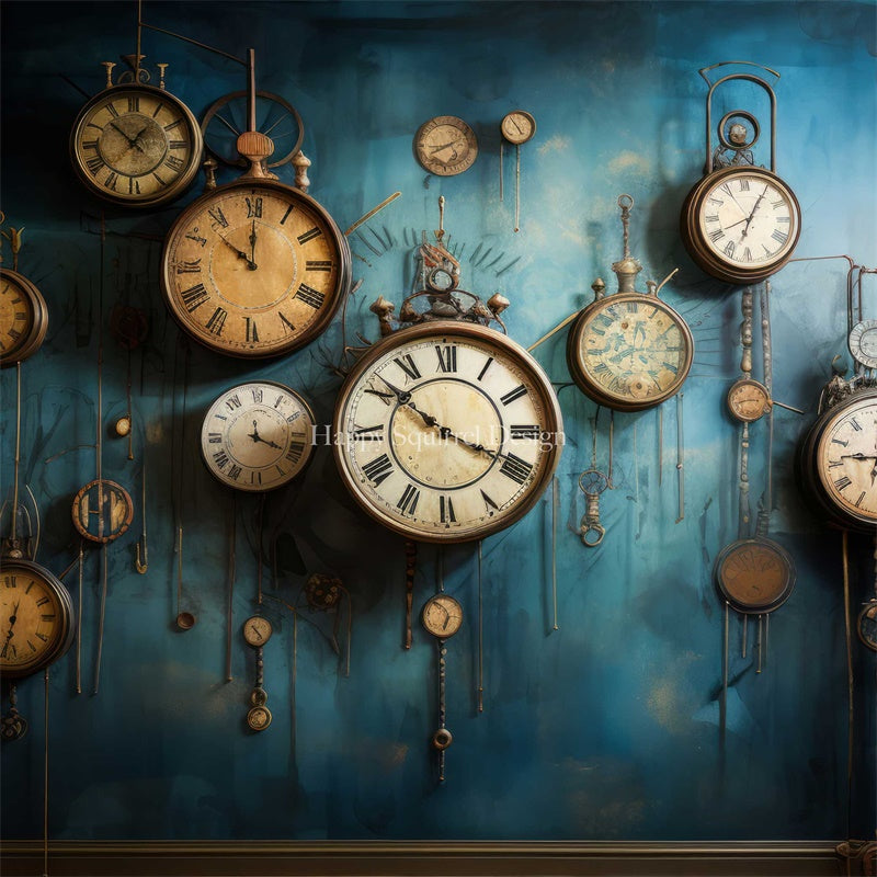 Kate Grunge Clocks Backdrop Designed by Happy Squirrel Design - Kate Backdrop AU