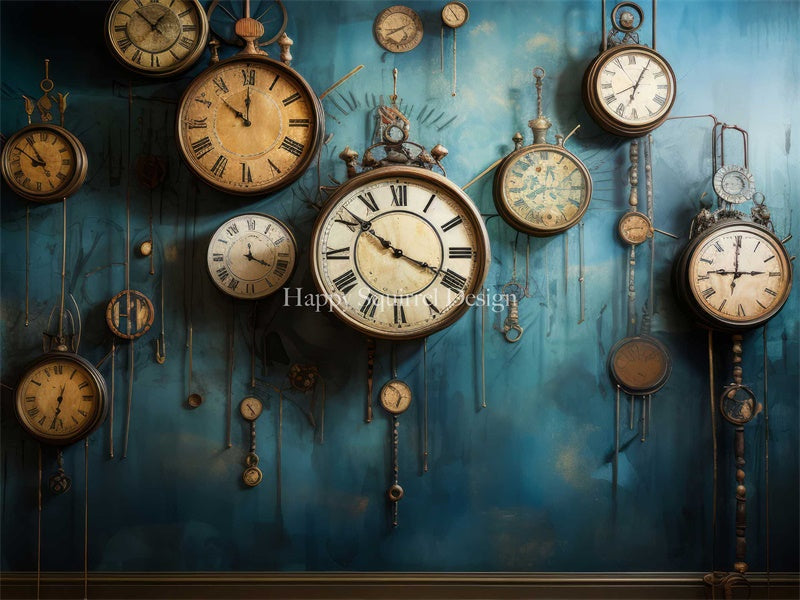 Kate Grunge Clocks Backdrop Designed by Happy Squirrel Design - Kate Backdrop AU