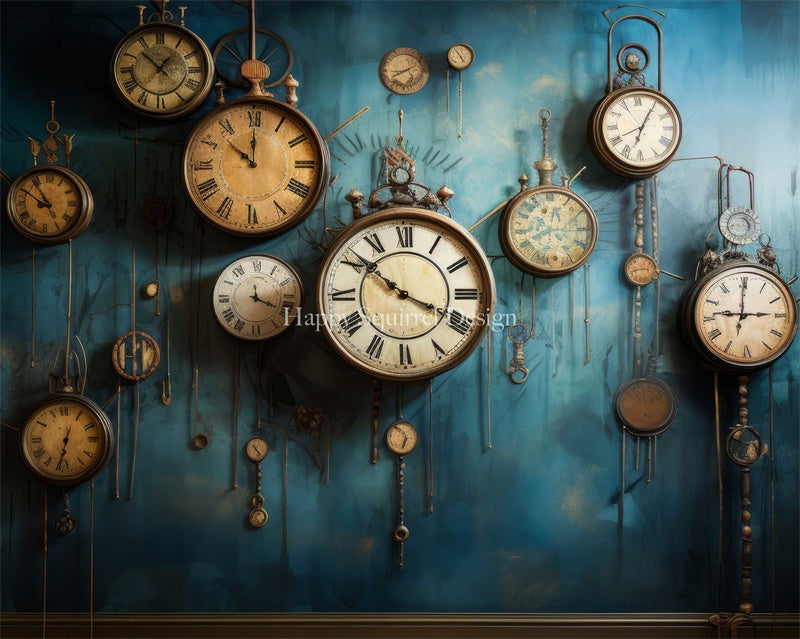 Kate Grunge Clocks Backdrop Designed by Happy Squirrel Design - Kate Backdrop AU