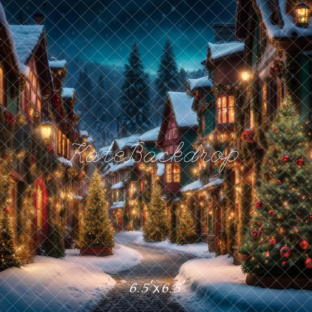 Kate Christmas Street in Night Backdrop for Photography - Kate Backdrop AU
