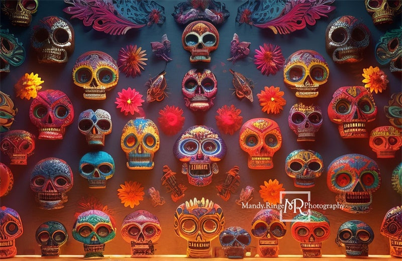 Kate Colorful Day Dead Sugar Skull Wall Backdrop Designed by Mandy Ringe Photography