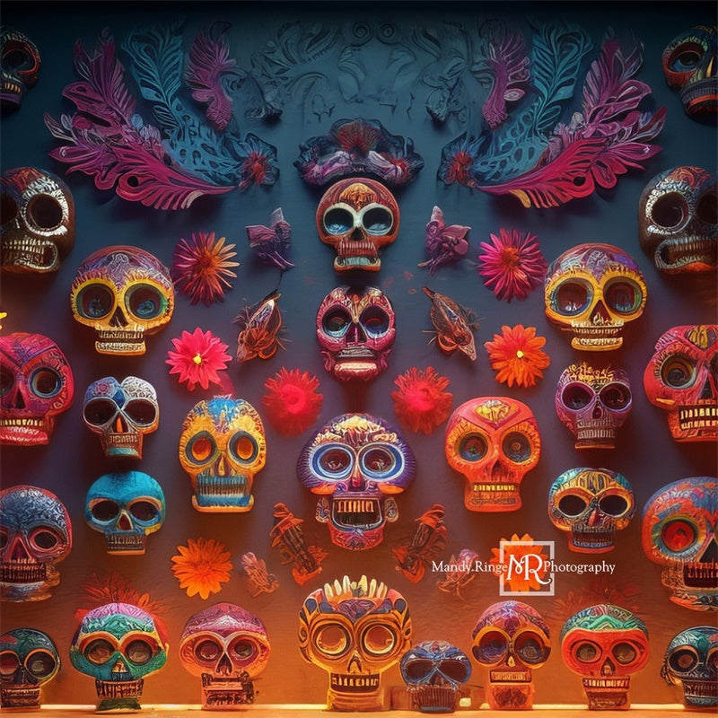 Kate Colorful Day Dead Sugar Skull Wall Backdrop Designed by Mandy Ringe Photography