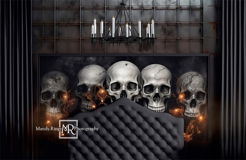 Kate Gothic Skull Tufted Headboard Backdrop Designed by Mandy Ringe Photography - Kate Backdrop AU