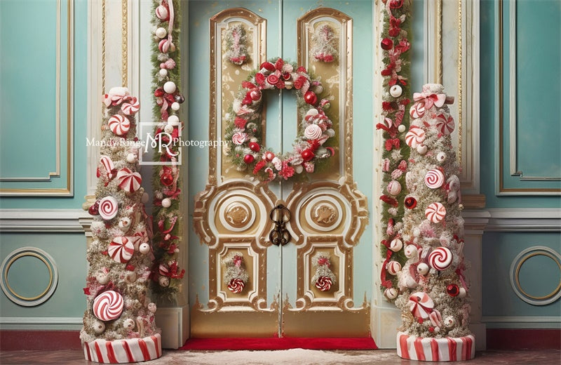 Kate Christmas Ornate Peppermint Doorway Backdrop Designed by Mandy Ringe Photography - Kate Backdrop AU