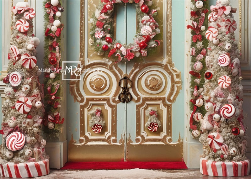 Kate Christmas Ornate Peppermint Doorway Backdrop Designed by Mandy Ringe Photography - Kate Backdrop AU