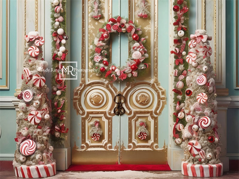 Kate Christmas Ornate Peppermint Doorway Backdrop Designed by Mandy Ringe Photography - Kate Backdrop AU