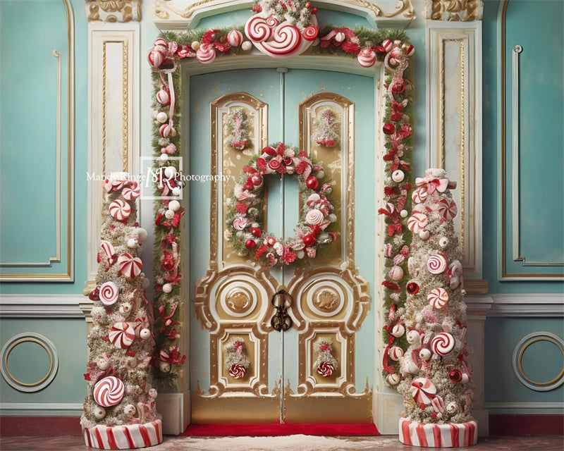 Kate Christmas Ornate Peppermint Doorway Backdrop Designed by Mandy Ringe Photography - Kate Backdrop AU