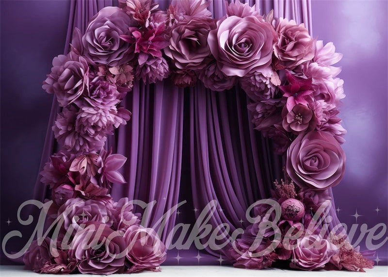 Kate Purple Flowers Arch Curtains Backdrop Designed by Mini MakeBelieve - Kate Backdrop AU