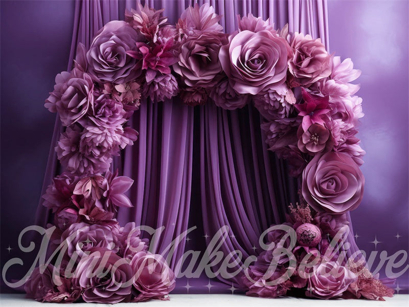 Kate Purple Flowers Arch Curtains Backdrop Designed by Mini MakeBelieve - Kate Backdrop AU