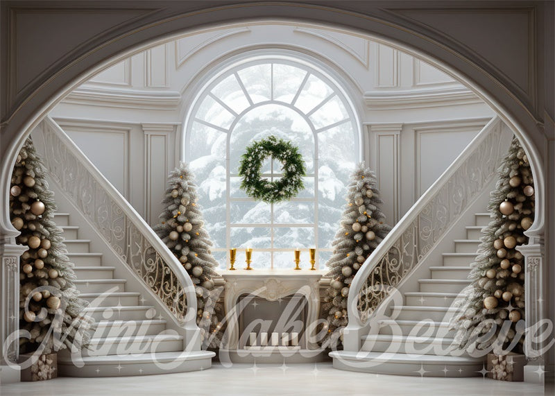 Kate Winter Christmas Grand Staircase Trees Backdrop Designed by Mini MakeBelieve
