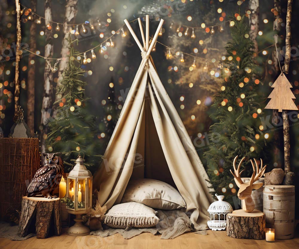 Kate Christmas Tent Owl Backdrop Bokeh Designed by Chain Photography - Kate Backdrop AU