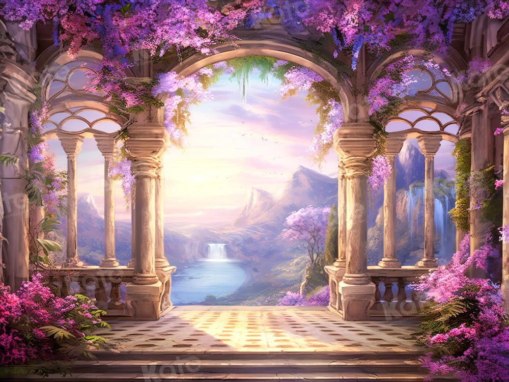 Kate Spring Purple Flowers Wonderland Backdrop Designed by GQ