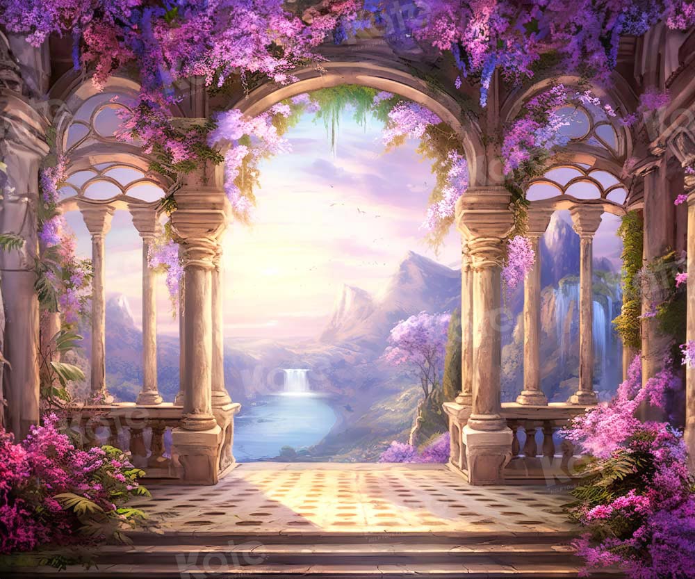 Kate Spring Purple Flowers Wonderland Backdrop Designed by GQ