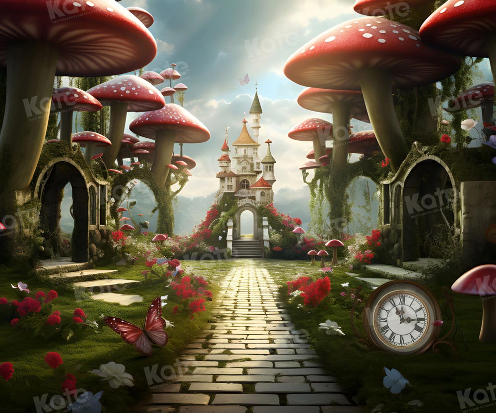 Kate Fantasy Mushroom Castle Backdrop for Photography - Kate Backdrop AU