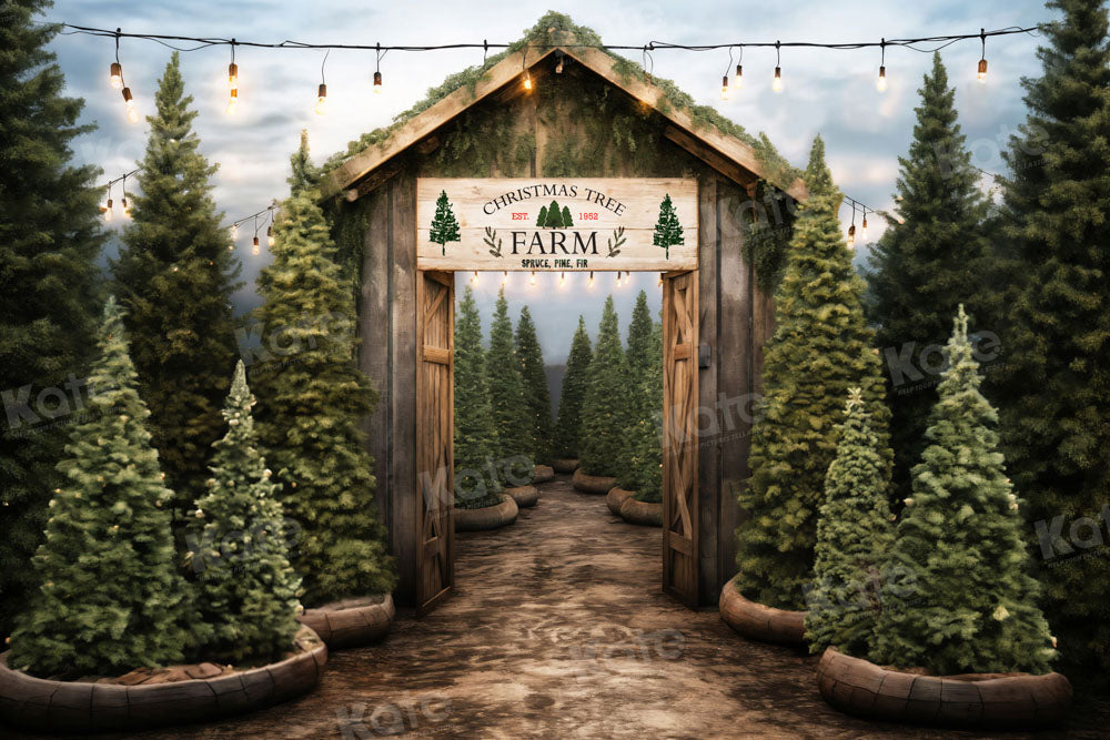 Kate Christmas Tree Farm Entrance Backdrop for Photography - Kate Backdrop AU