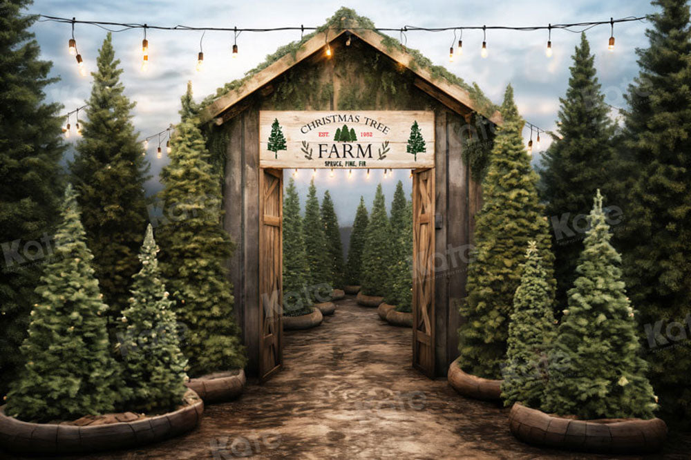 Kate Christmas Tree Farm Entrance Backdrop for Photography - Kate Backdrop AU