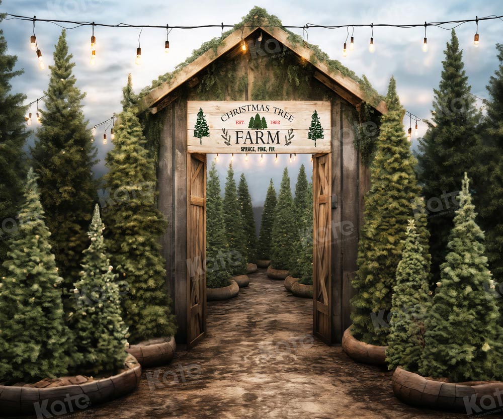 Kate Christmas Tree Farm Entrance Backdrop for Photography - Kate Backdrop AU