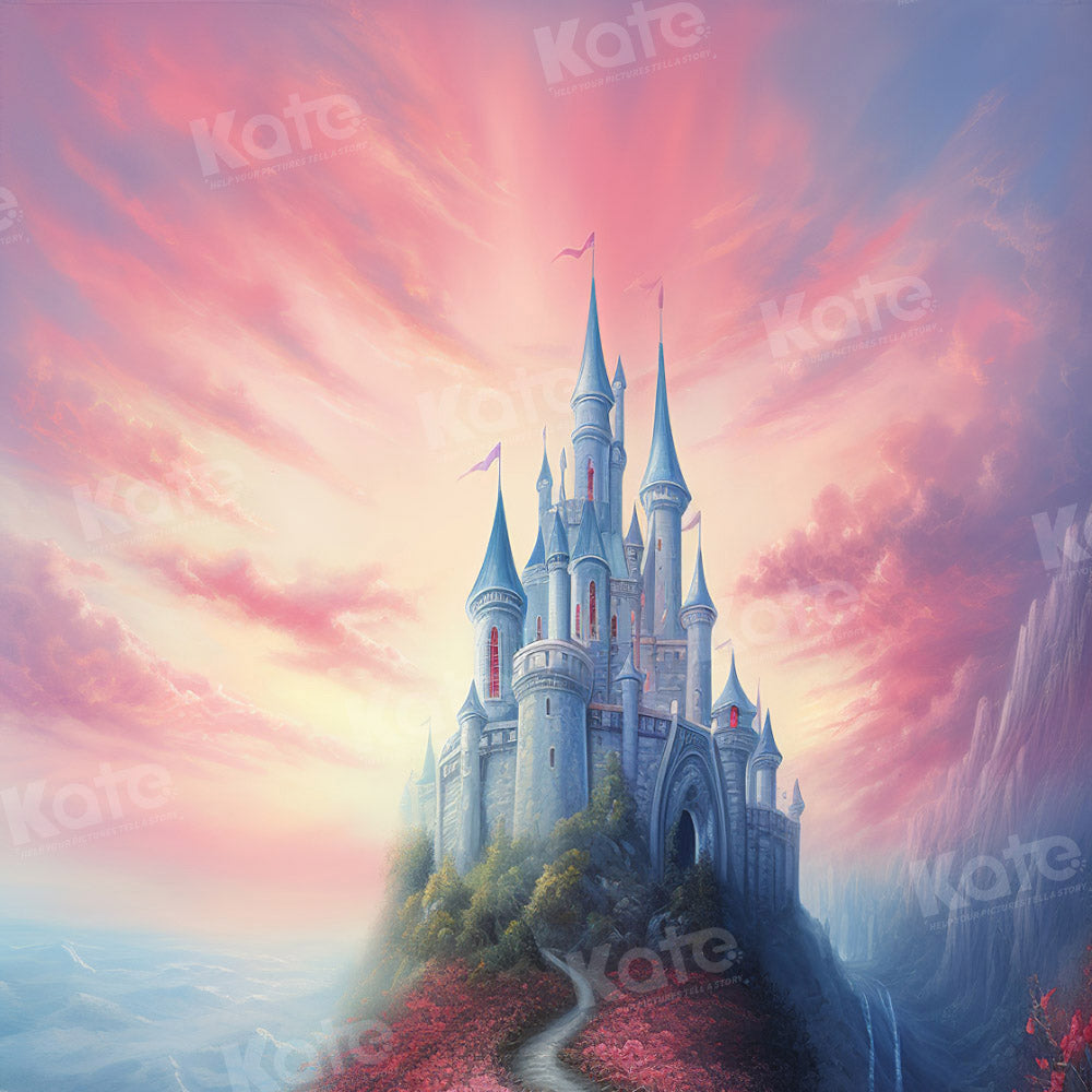 Kate Pink Fantasy Mountain Top Castle Backdrop for Photography