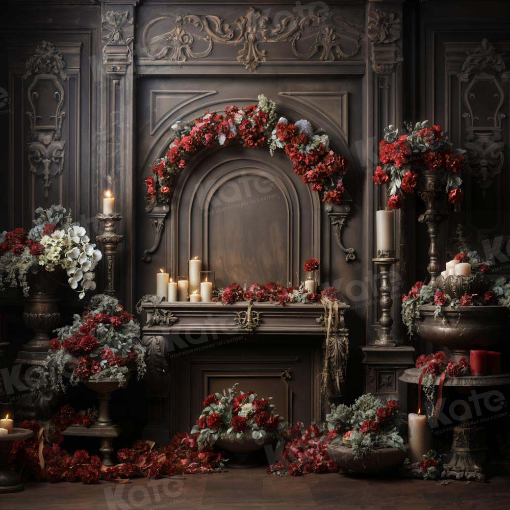 Kate Vintage Valentine's Day Flowers Backdrop Designed by Emetselch - Kate Backdrop AU