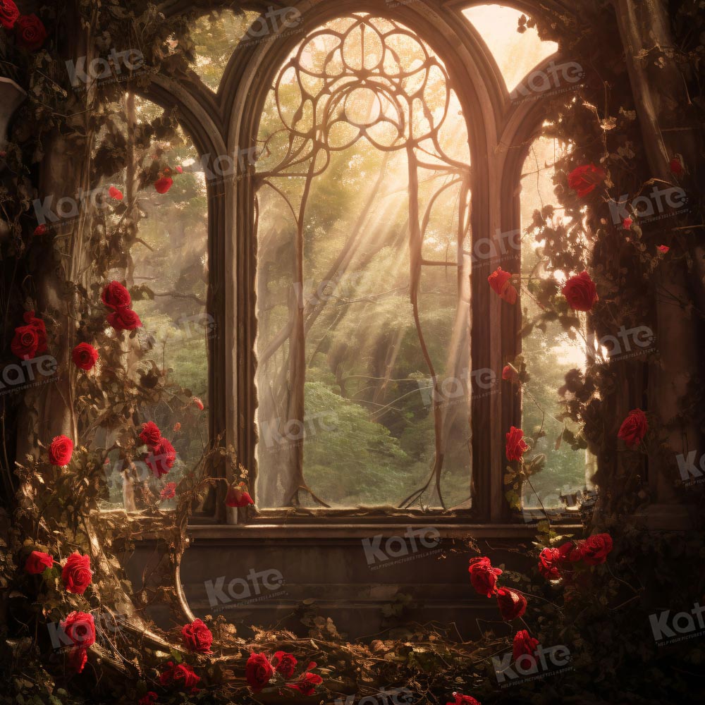 Kate Valentine's Day Church Rose Window Backdrop for Photography - Kate Backdrop AU
