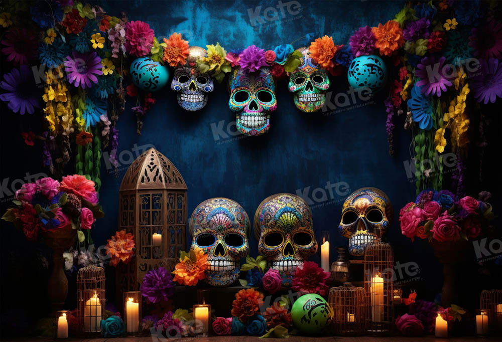 Kate Halloween Colorful Skull Backdrop for Photography
