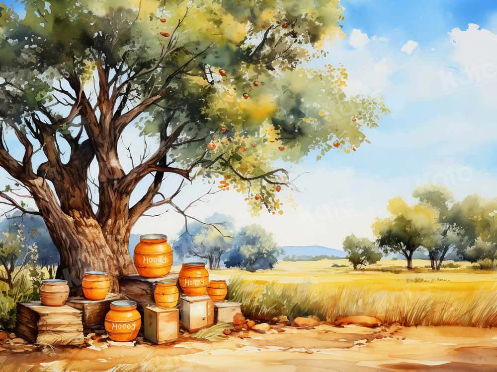 Kate Tree Honey Jar Cartoon Style Backdrop Designed by GQ - Kate Backdrop AU
