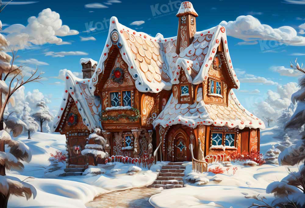 Kate Christmas Gingerbread House Snow Backdrop Designed by GQ