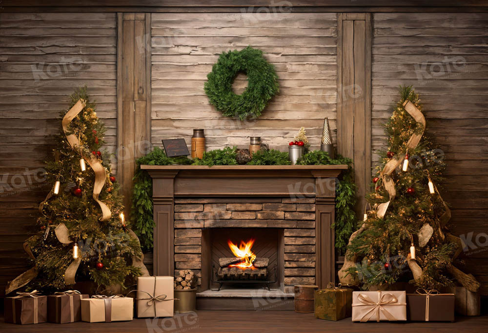Kate Christmas Tree Fireplace Gift Backdrop for Photography - Kate Backdrop AU