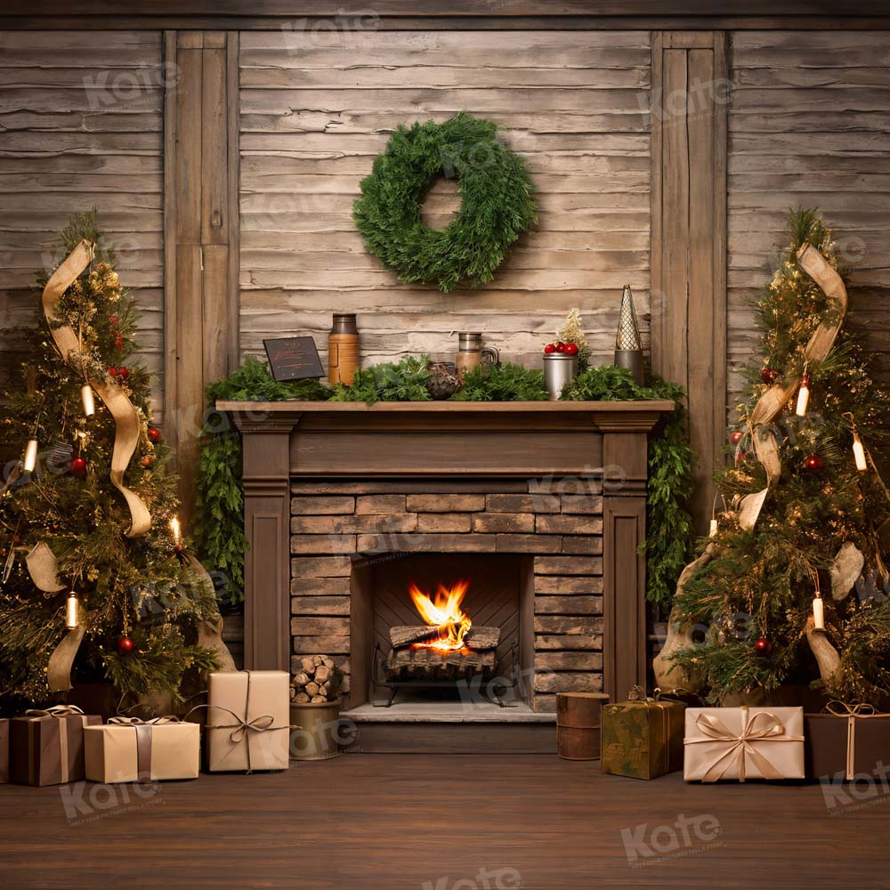 Kate Christmas Tree Fireplace Gift Backdrop for Photography - Kate Backdrop AU