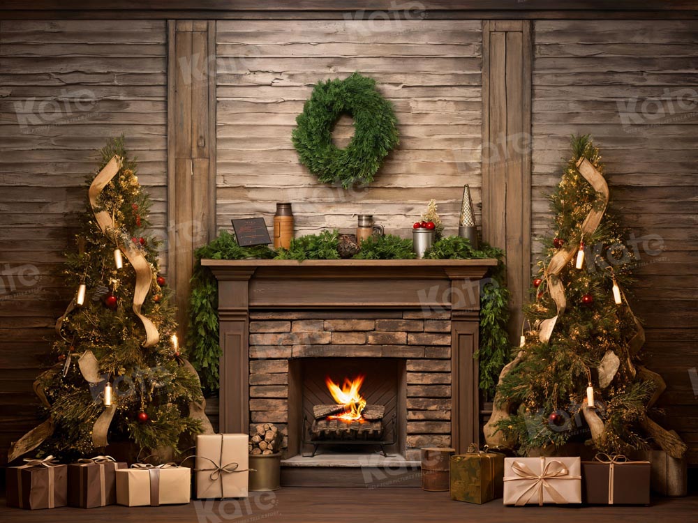 Kate Christmas Tree Fireplace Gift Backdrop for Photography - Kate Backdrop AU