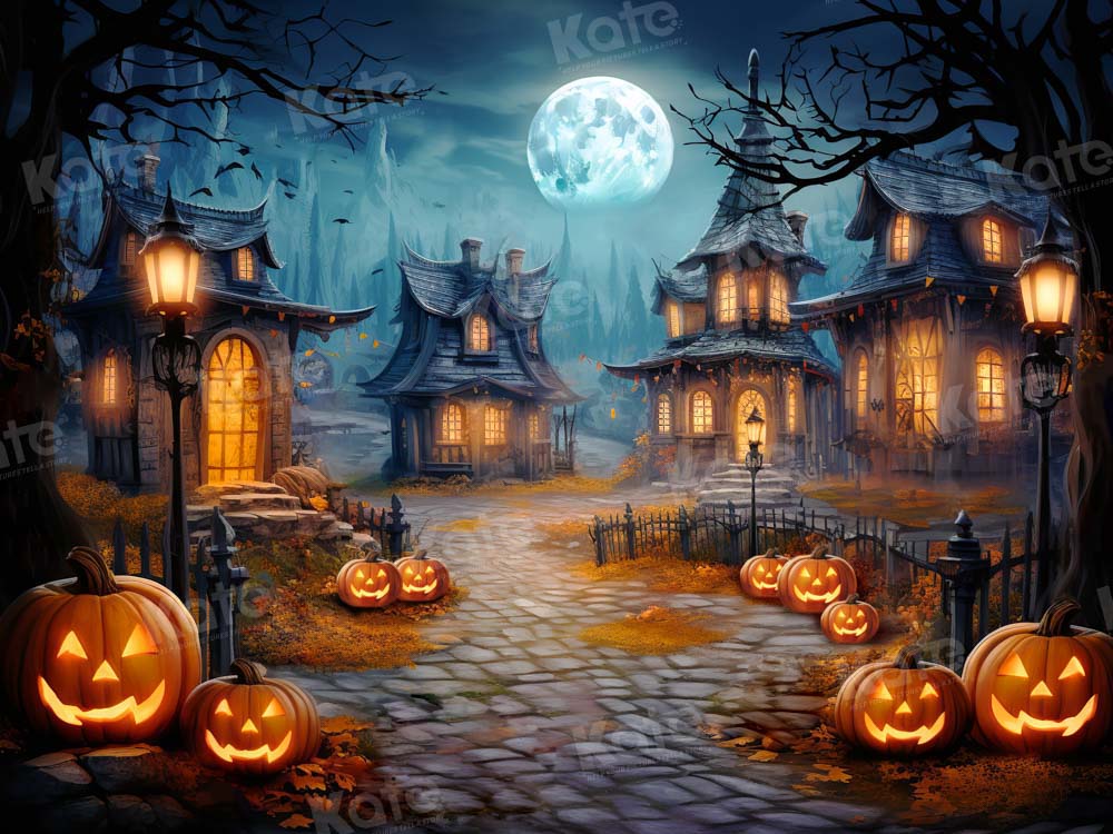 Kate Halloween Pumpkin Moon Backdrop Designed by GQ