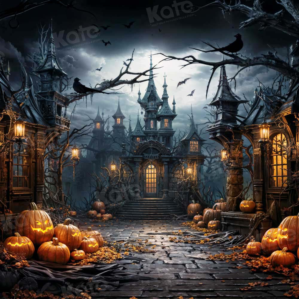 Kate Halloween Night Castle Crow Backdrop for Photography