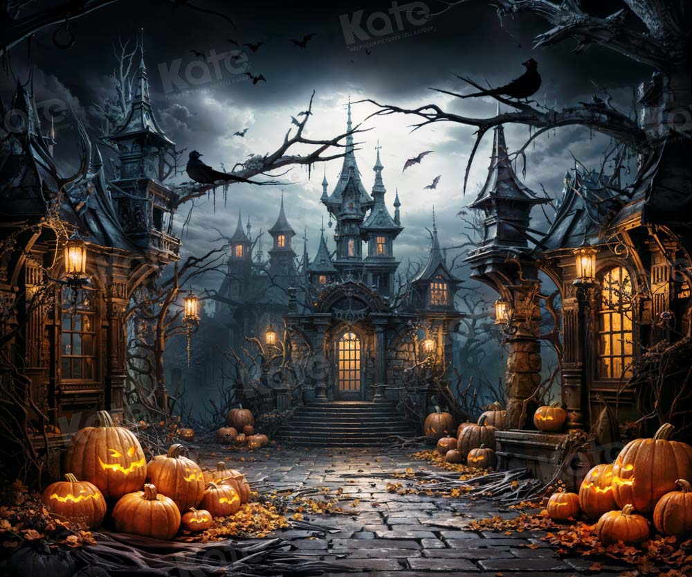 Kate Halloween Night Castle Crow Backdrop for Photography