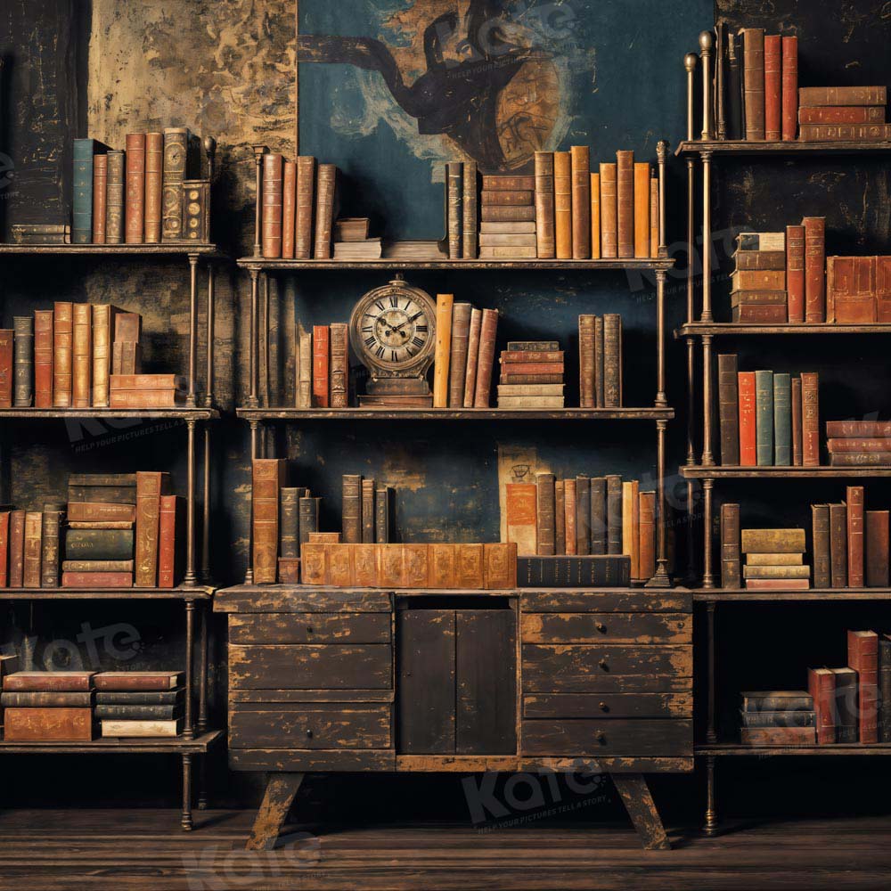 Kate Ancient Clock Bookshelf Backdrop Designed by Emetselch - Kate Backdrop AU