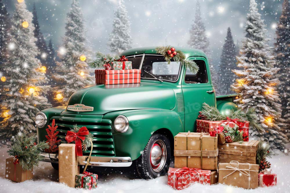 Kate Christmas Gift Green Car Backdrop Designed by Emetselch