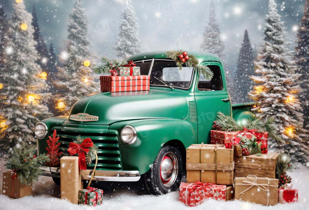 Kate Christmas Gift Green Car Backdrop Designed by Emetselch