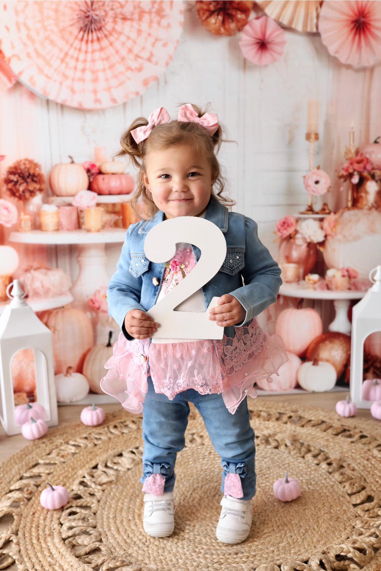 Kate Pink Pumpkin Birthday Candle Backdrop Designed by Emetselch - Kate Backdrop AU